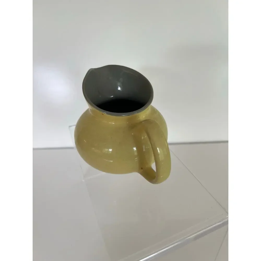 Vintage Mid-century Harkerware Creamer Pot USA Golden Dawn Yellow and Blue JL